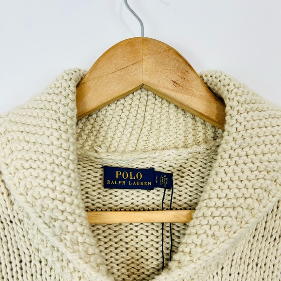 Polo Ralph Lauren Cream Boating Nautical Chunky Knit Zipped Cardigan UK L - Picture 3 of 15